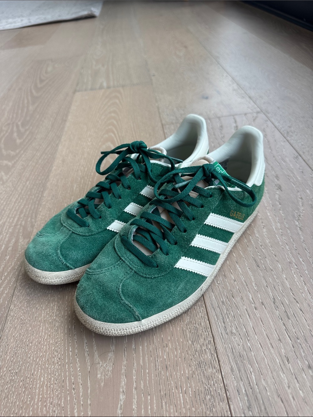 adidas Green Suede Sneakers with White Stripes